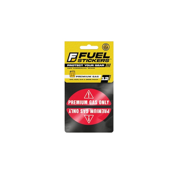 Premium Gas Only Sticker, 91, 93, High Octane Sticker and Fuel Cap Label, Hvy-Dty, 12PK